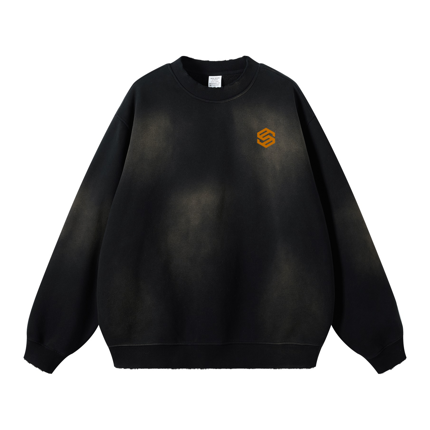 Round Neck Washed Distressed Ombre Heavyweight Sweatshirt(440GSM)