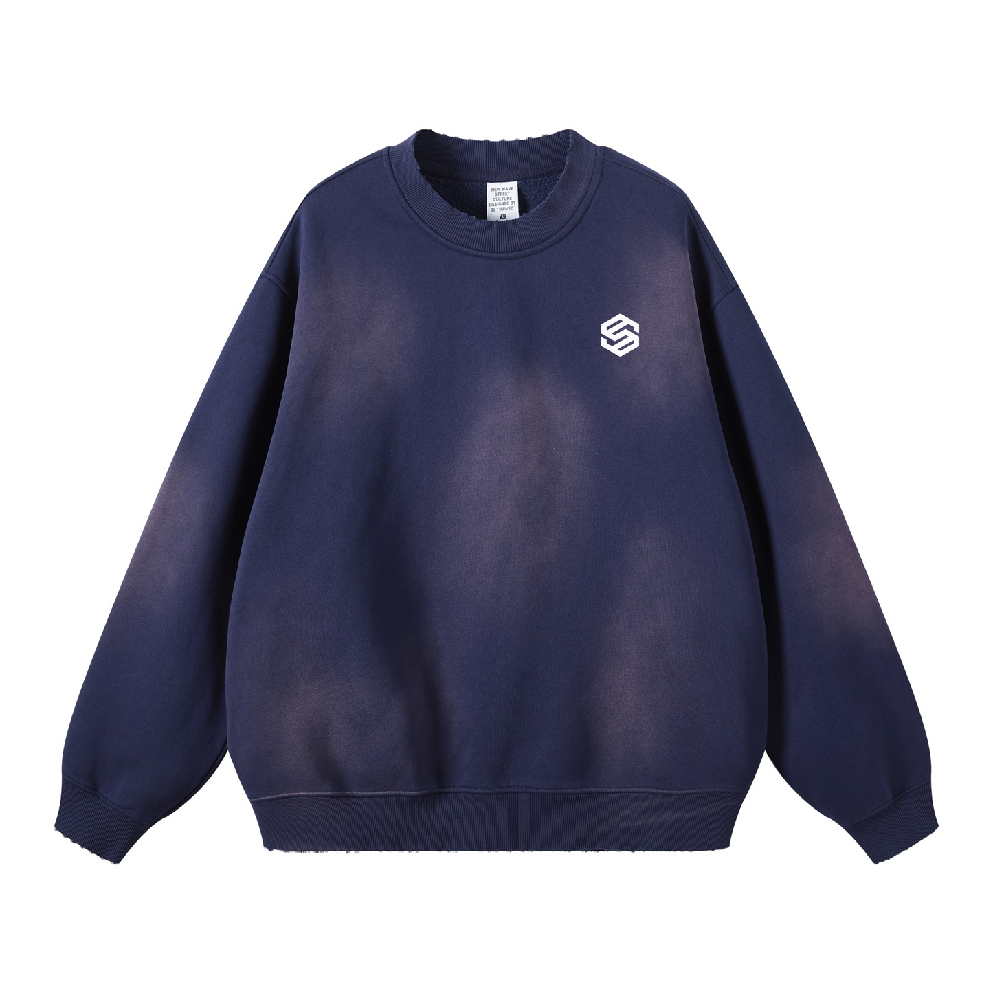 Round Neck Washed Distressed Ombre Heavyweight Sweatshirt(440GSM)