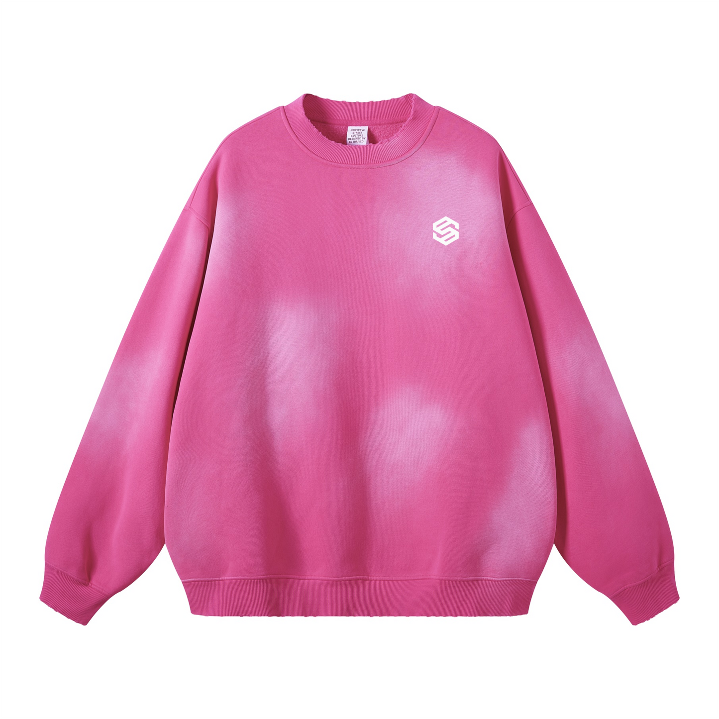 Round Neck Washed Distressed Ombre Heavyweight Sweatshirt(440GSM)