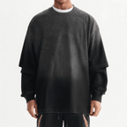 Unisex Vintage Washed Double-Gauze Oversized Long-Sleeve T-Shirt