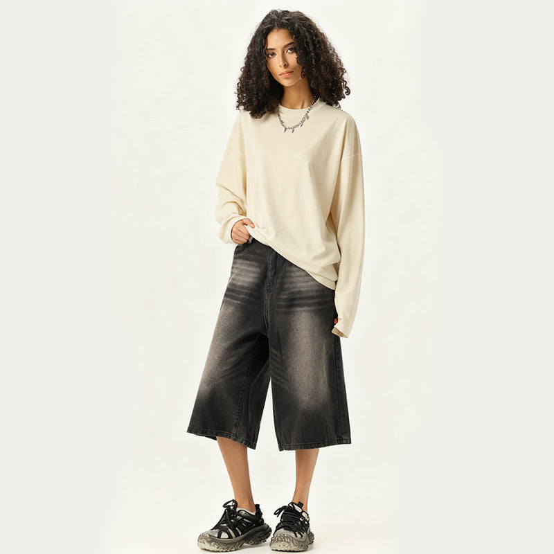 Unisex 100% Cotton Solid Color Long Sleeve T-shirt