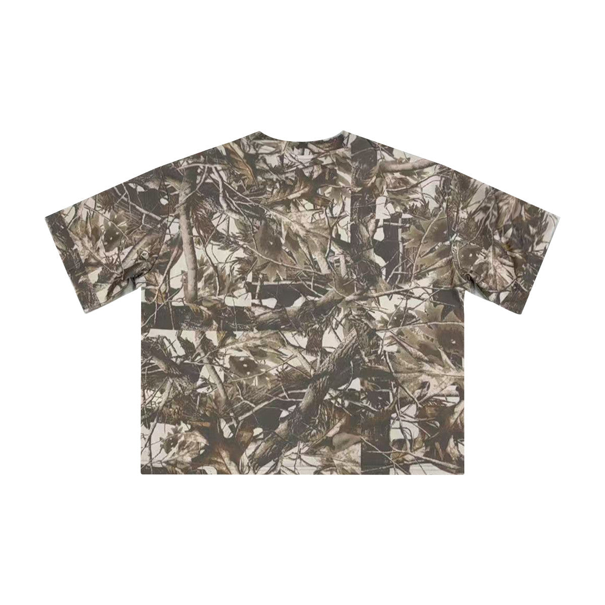 Unisex Cropped Camouflage Tree Print T-shirt（250GSM）
