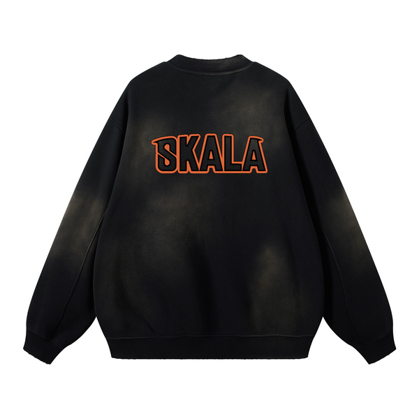 Round Neck Washed Distressed Ombre Heavyweight Sweatshirt(440GSM)