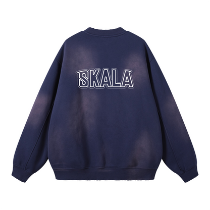 Round Neck Washed Distressed Ombre Heavyweight Sweatshirt(440GSM)