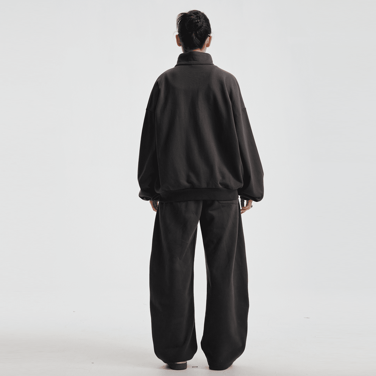 Unisex Brushed Stand-collar Zip-up Jacket