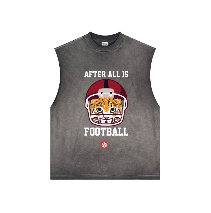 Washed Crew Neck Tank Top(250GSM)