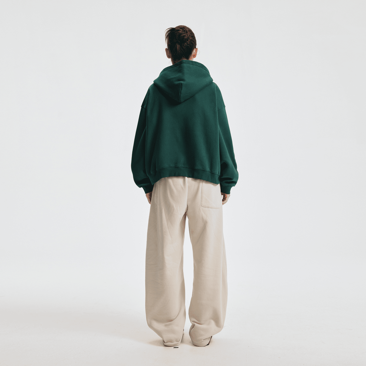 Unisex Boxy Cropped Fleece Zip-up Hoodie