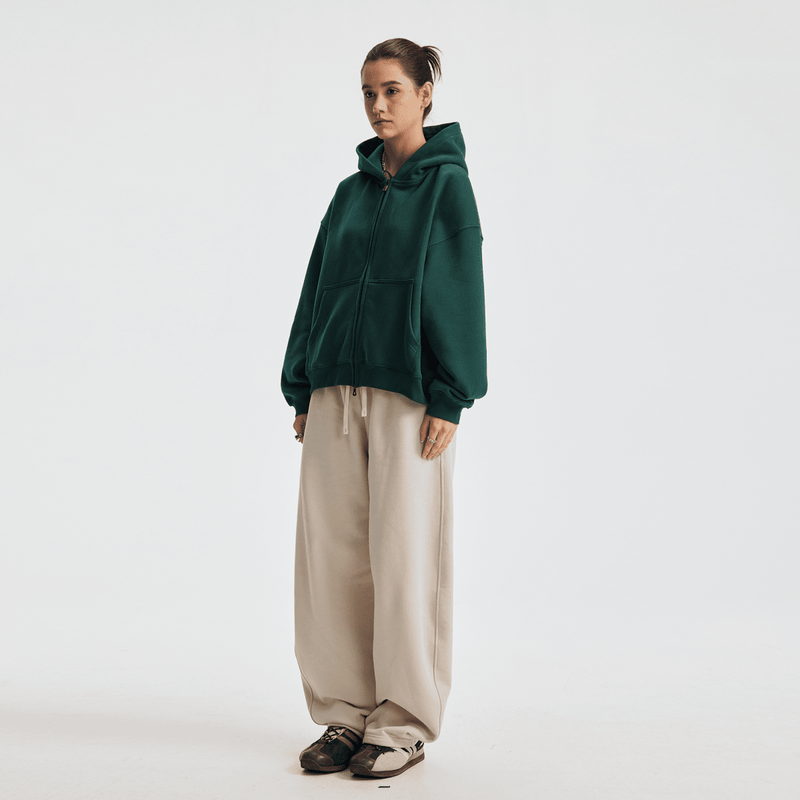unisex cropped fleece zip-up hoodie