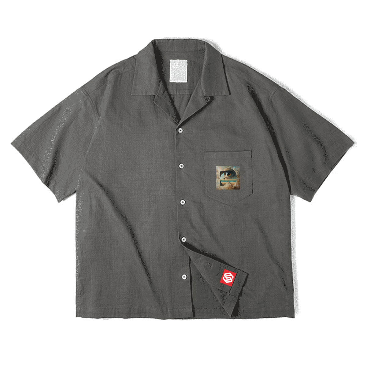 Cuban Collar Short-sleeve Shirt