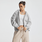 Unisex Boxy Cropped Fleece Zip-up Hoodie(380GSM)