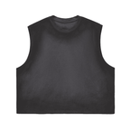 Unisex Cropped Boxy Washed Gradient Pure Cotton Tank Top (230 gsm)