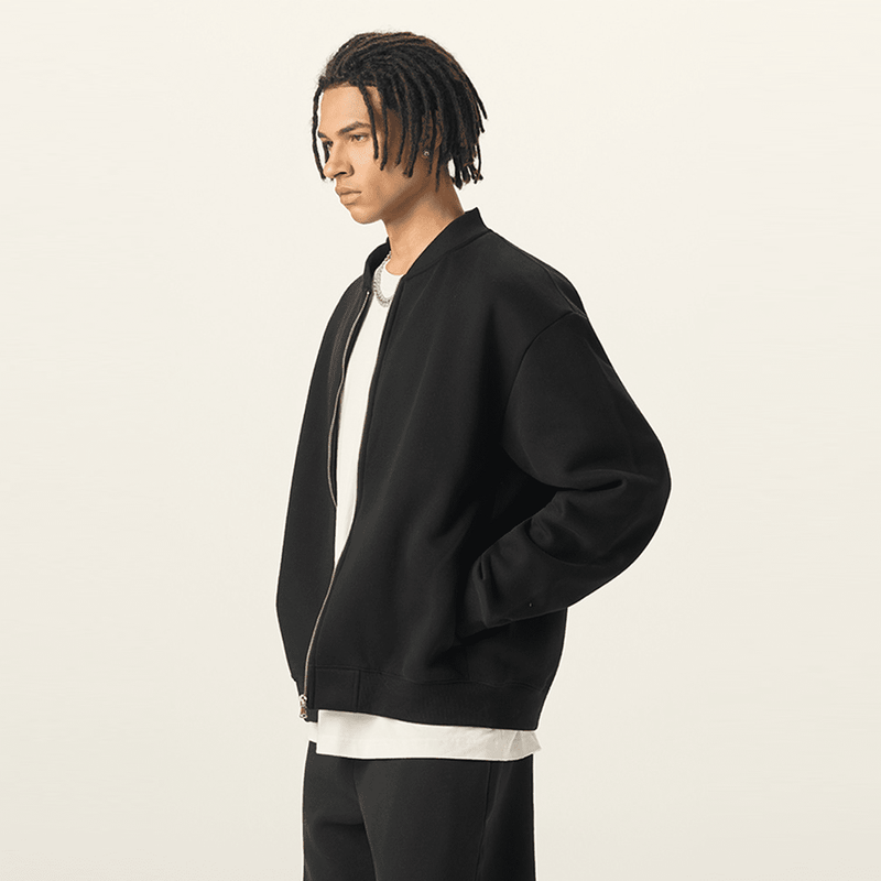 unisex fleece zip-up baseball jacket