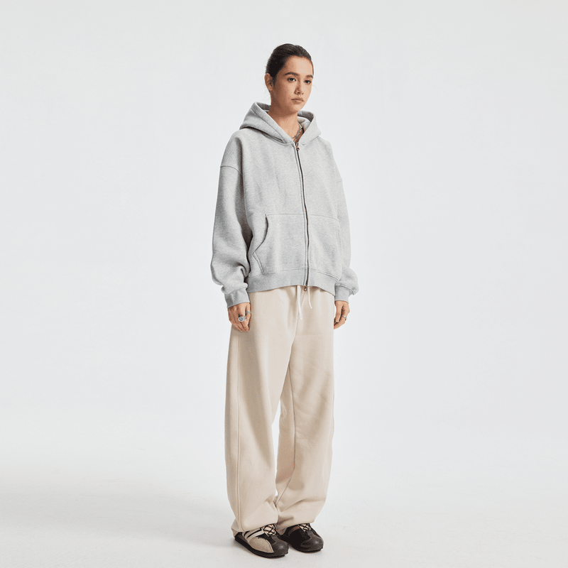 unisex cropped fleece zip-up hoodie
