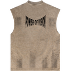 Distressed High Street Round Neck Sleeveless Tank Top (310GSM)