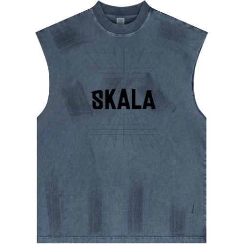 Distressed High Street Round Neck Sleeveless Tank Top (310GSM)