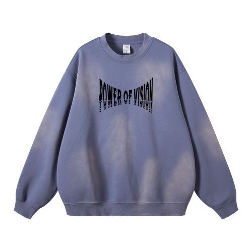 Round Neck Washed Distressed Ombre Heavyweight Sweatshirt (440GSM)