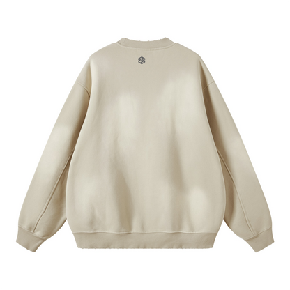 Round Neck Washed Distressed Ombre Heavyweight Sweatshirt (440GSM)