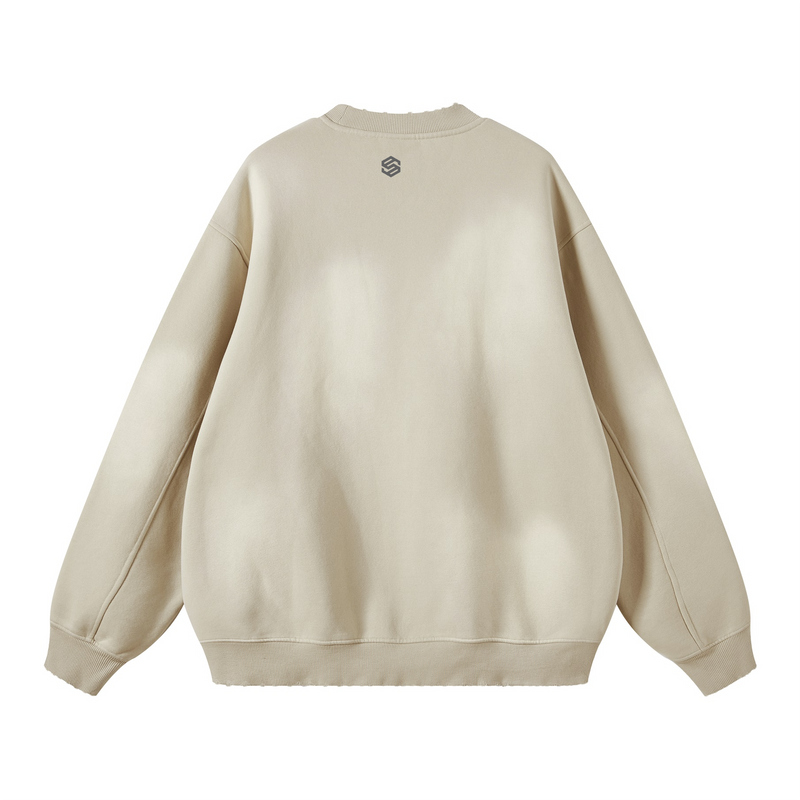 Round Neck Washed Distressed Ombre Heavyweight Sweatshirt (440GSM)