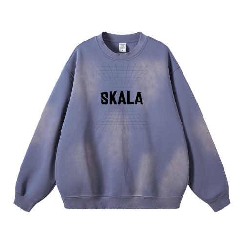 Round Neck Washed Distressed Ombre Heavyweight Sweatshirt (440GSM)