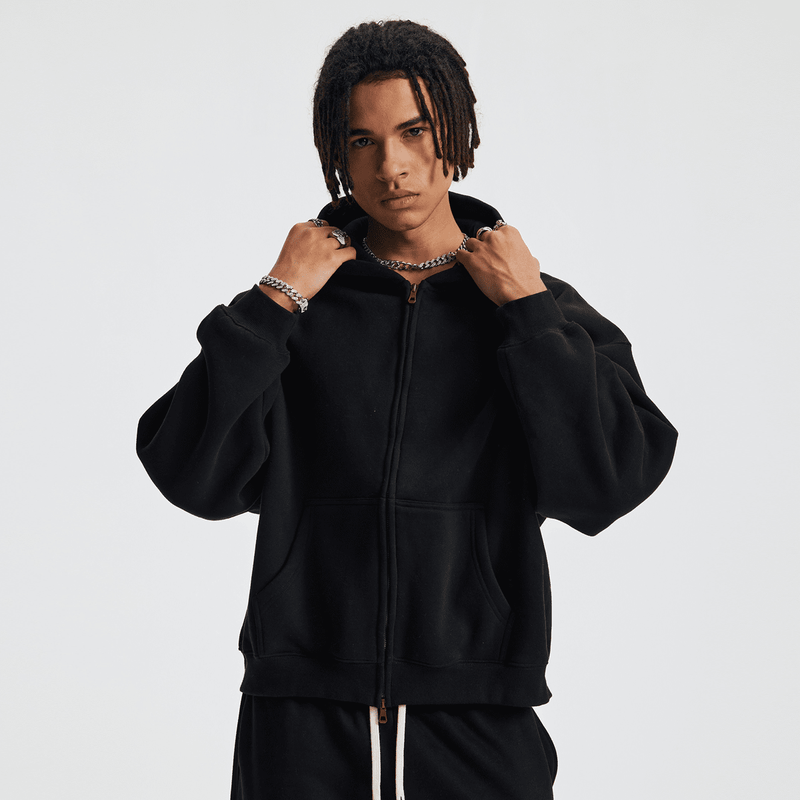 unisex cropped fleece zip-up hoodie