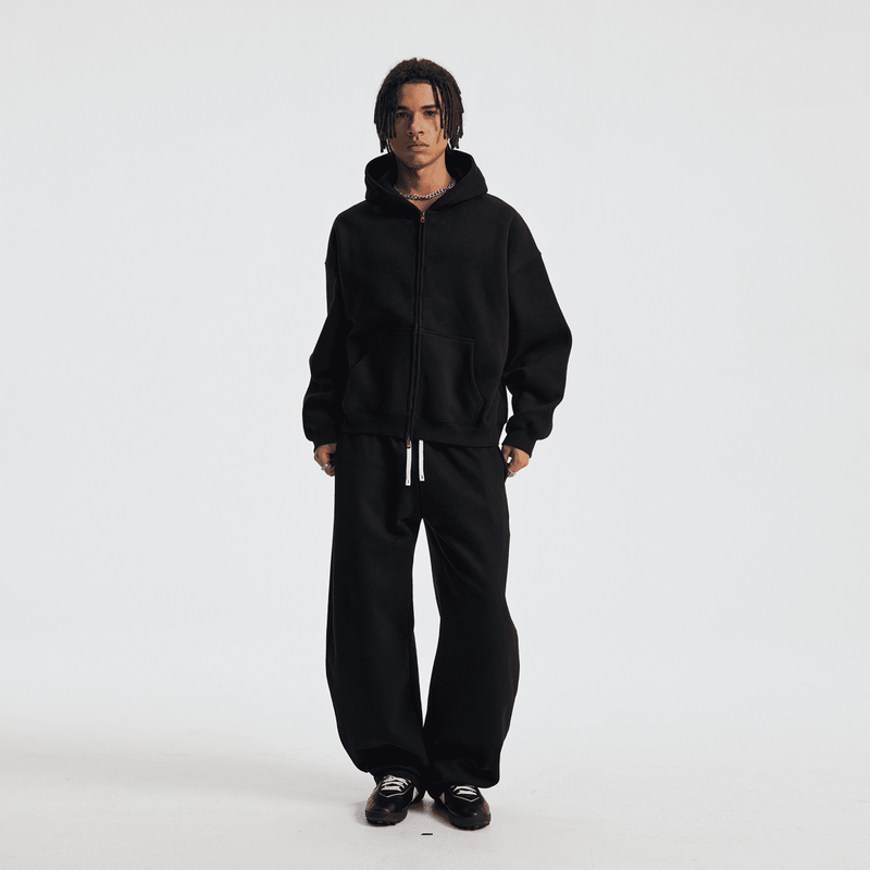 unisex cropped fleece zip-up hoodie