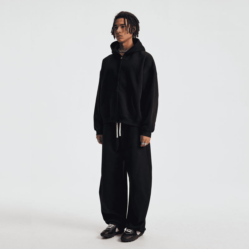 unisex cropped fleece zip-up hoodie
