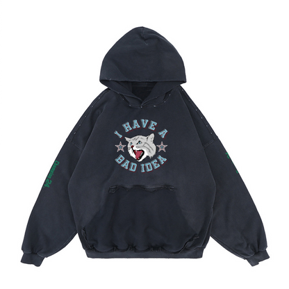 Reverse Pocket Design Distressed Hoodie(440GSM)