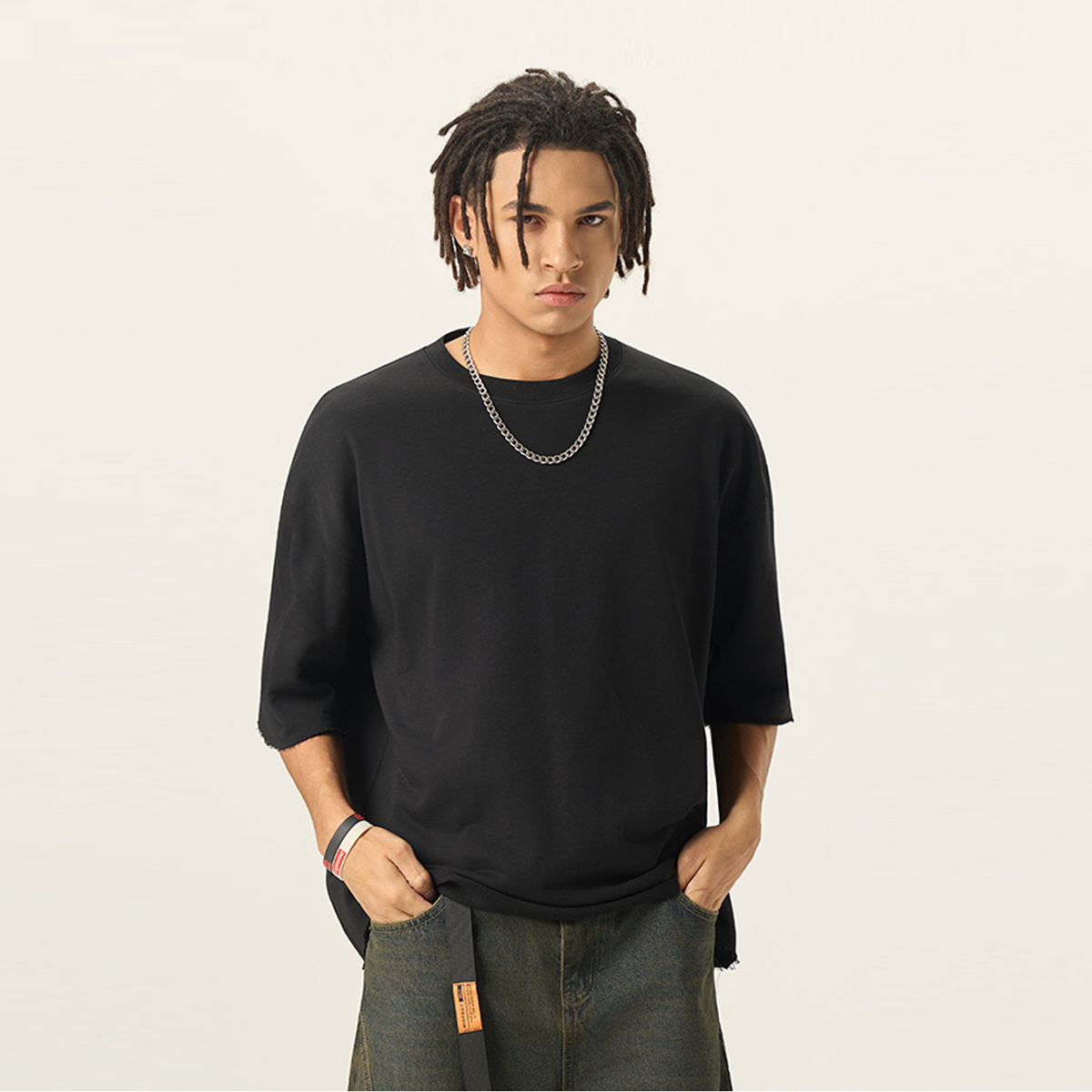 Mens Cropped Terry T-shirt