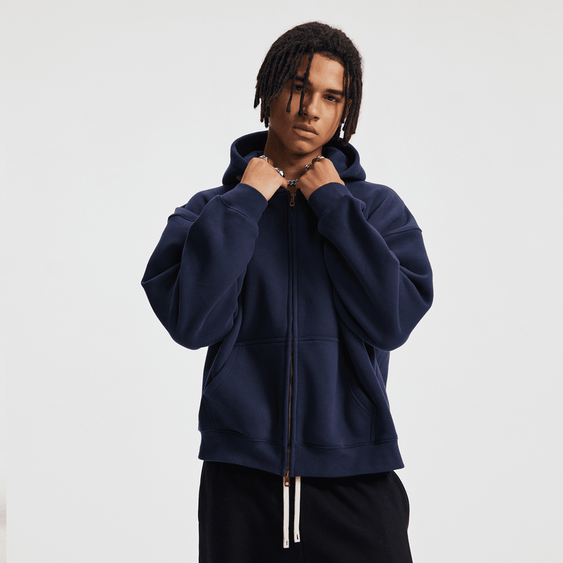 unisex cropped fleece zip-up hoodie