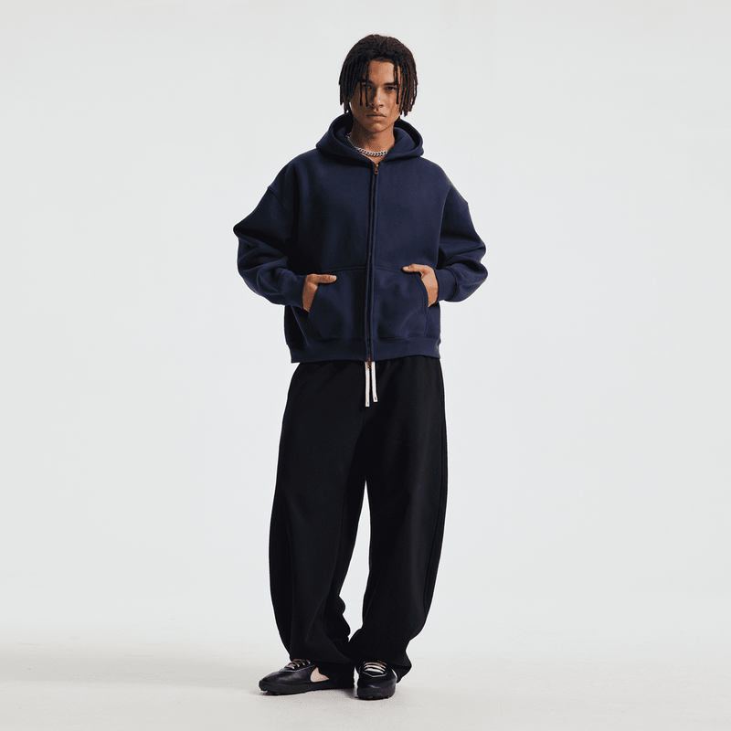 unisex cropped fleece zip-up hoodie