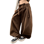 Loose-Fit Brown Washed Curved Denim Jeans for Relaxed Style