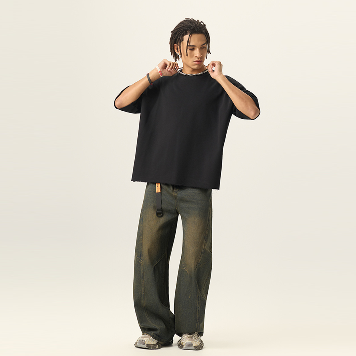 Mens Cropped Terry T-shirt