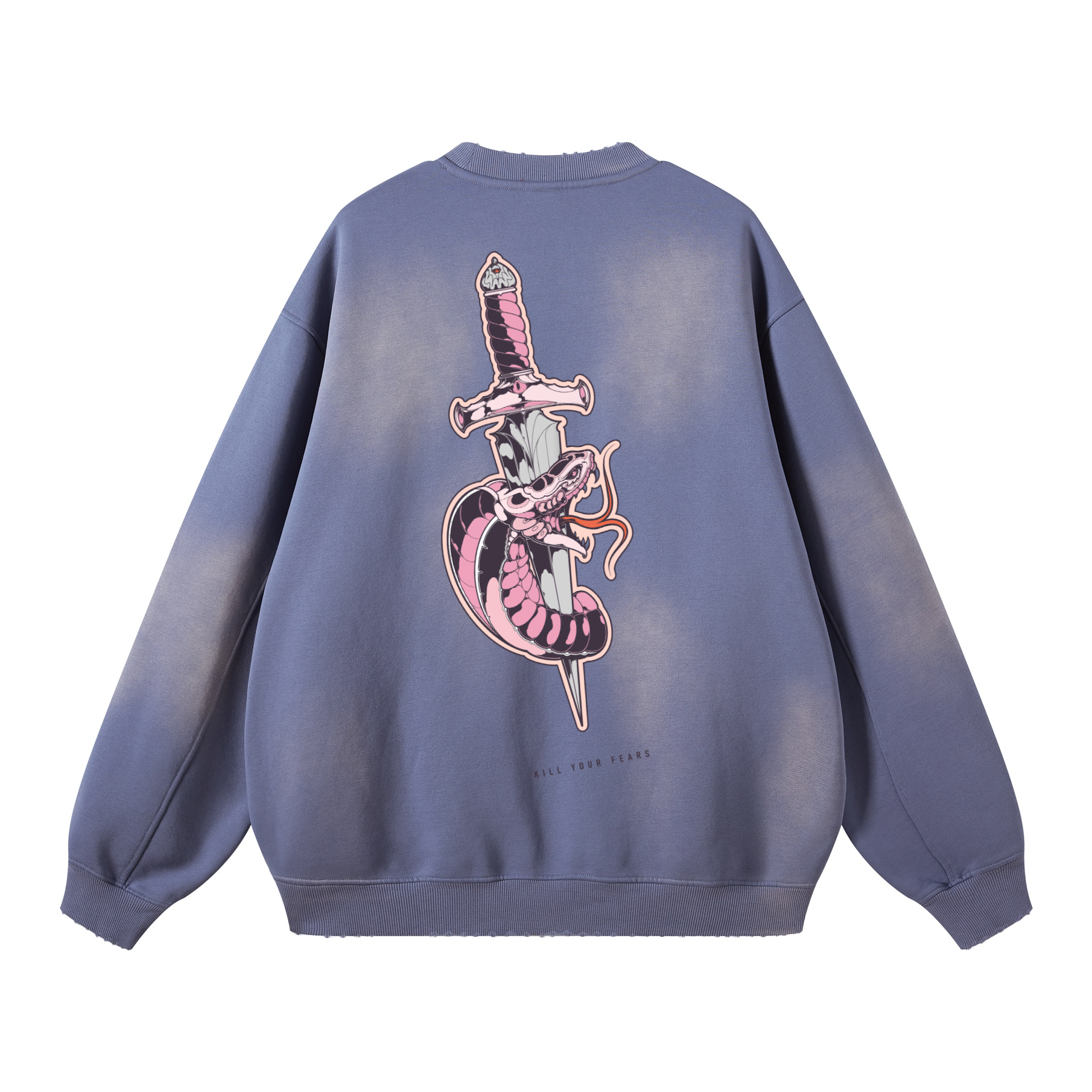 Round Neck Washed Distressed Ombre Heavyweight Sweatshirt(440GSM)