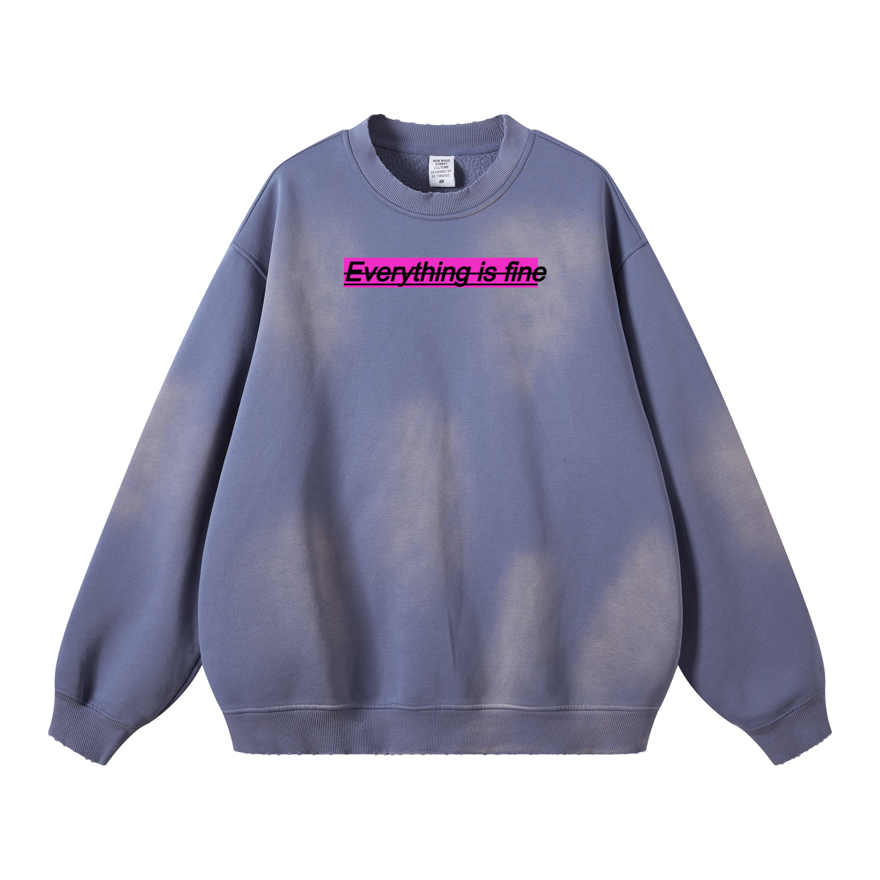 Round Neck Washed Distressed Ombre Heavyweight Sweatshirt(440GSM)