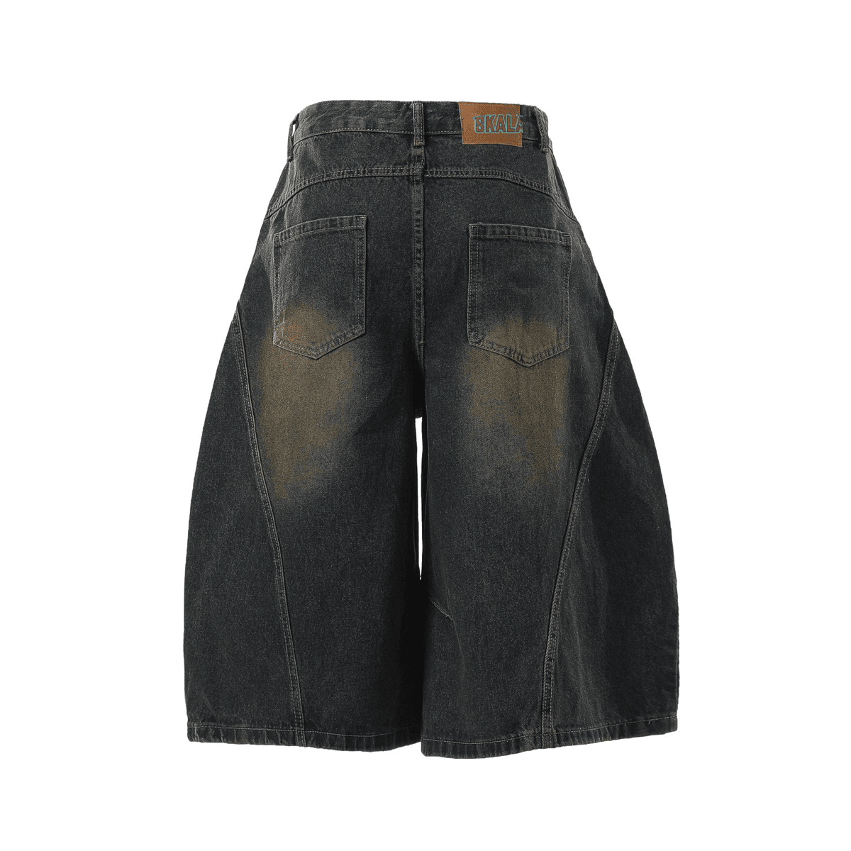 Unisex Wide-Leg Curved Blade Denim Shorts