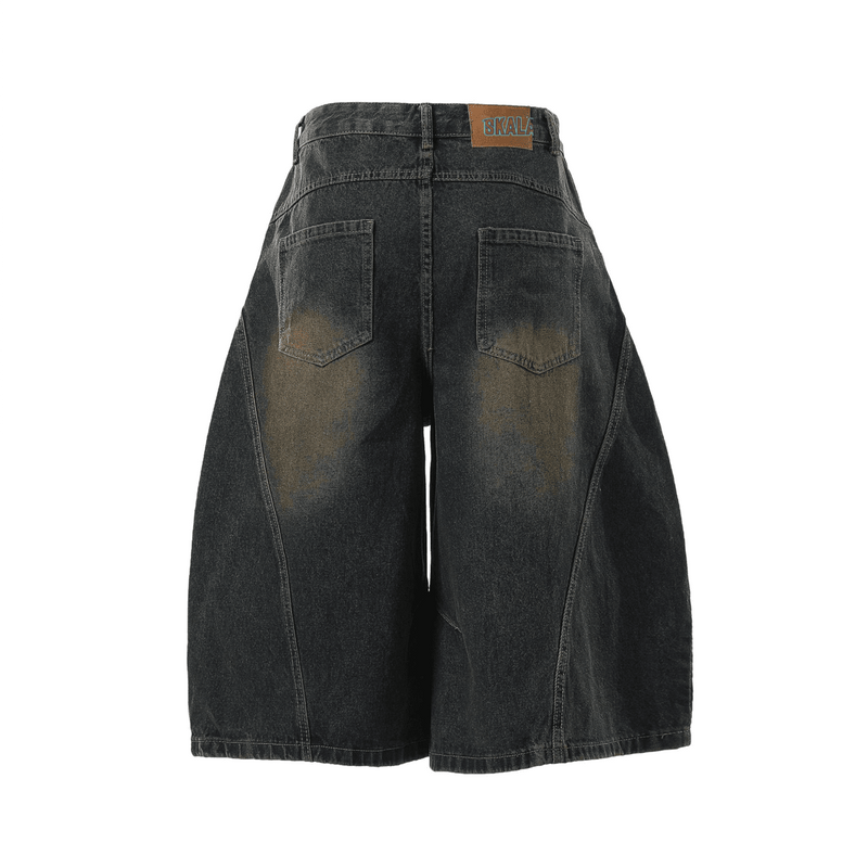 Unisex Wide-Leg Curved Blade Denim Shorts