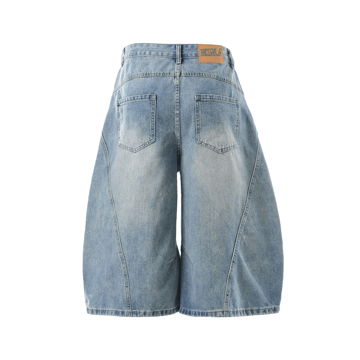 Unisex Wide-Leg Curved Blade Denim Shorts