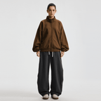 Unisex Brushed Stand-collar Zip-up Jacket