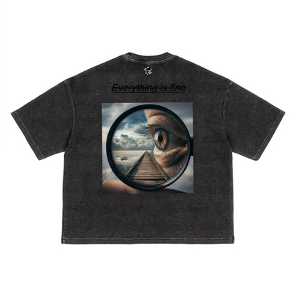 Waffle-Texture Washed Cropped Boxy T-Shirt(250GSM)