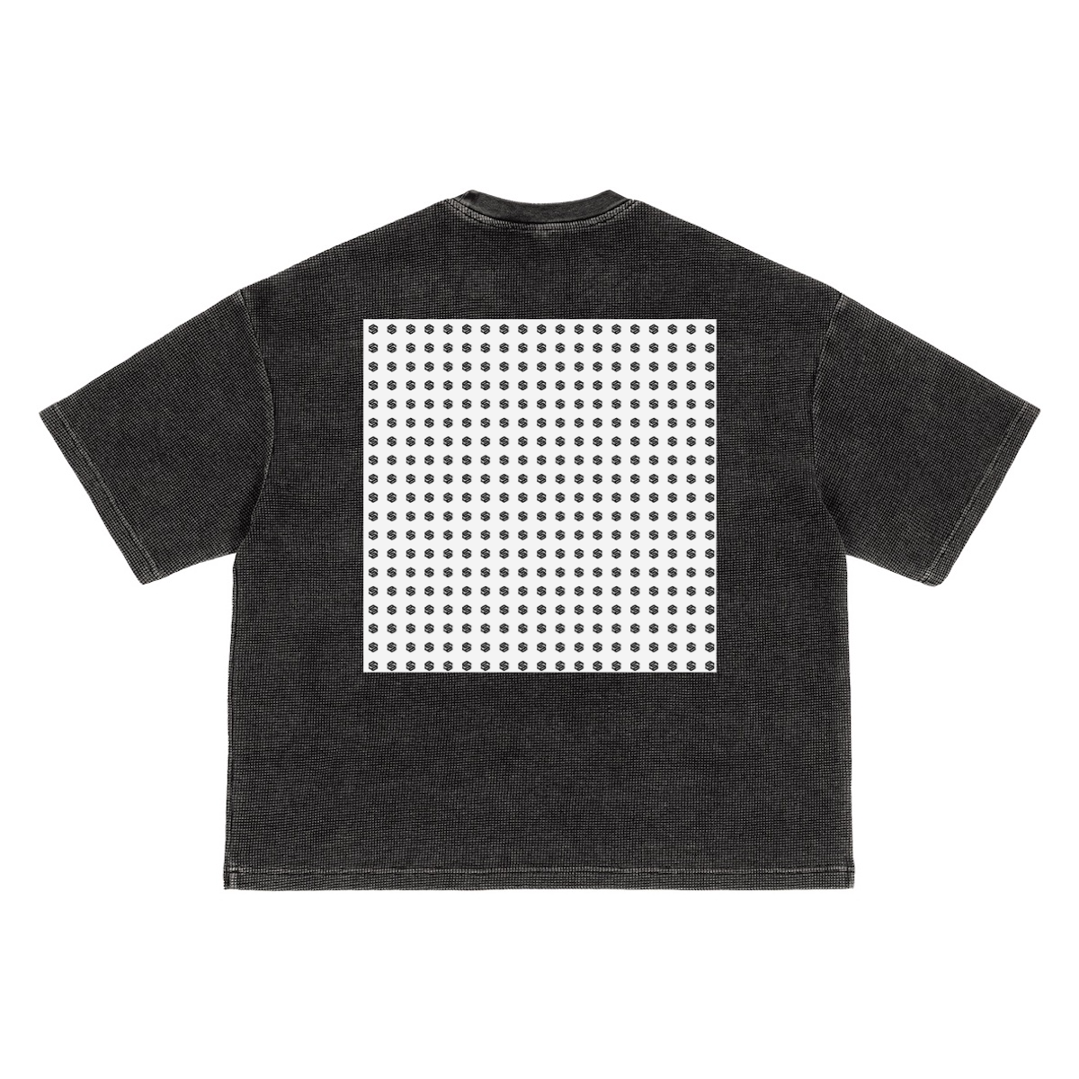 Waffle-Texture Washed Cropped Boxy T-Shirt(250GSM)