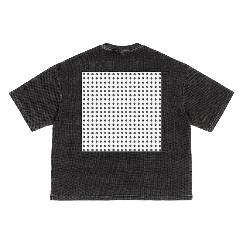Waffle-Texture Washed Cropped Boxy T-Shirt(250GSM)