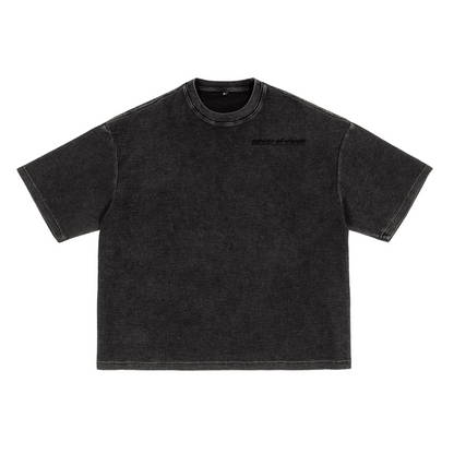 Waffle-Texture Washed Cropped Boxy T-Shirt(250GSM)