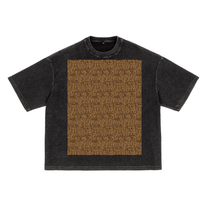 Waffle-Texture Washed Cropped Boxy T-Shirt(250GSM)
