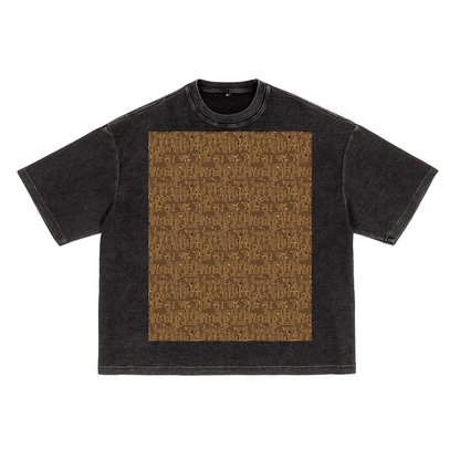 Waffle-Texture Washed Cropped Boxy T-Shirt(250GSM)