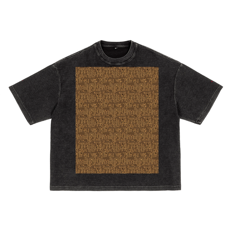 Waffle-Texture Washed Cropped Boxy T-Shirt(250GSM)