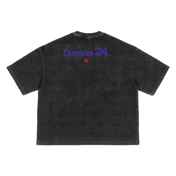 Waffle-Texture Washed Cropped Boxy T-Shirt(250GSM)