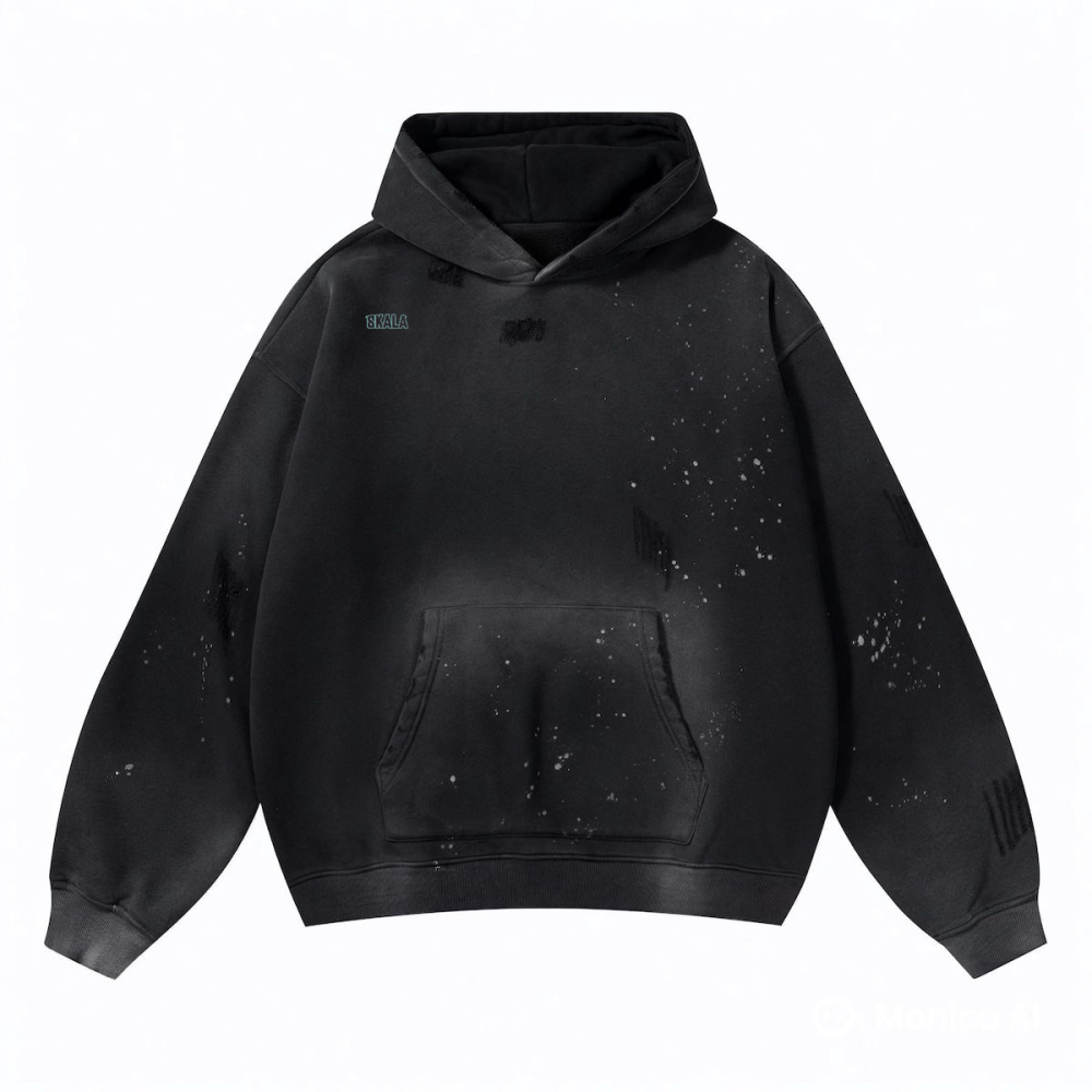 Vintage Wash Frayed Fleece Hoodie(360GSM)