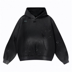 Vintage Wash Frayed Fleece Hoodie(360GSM)
