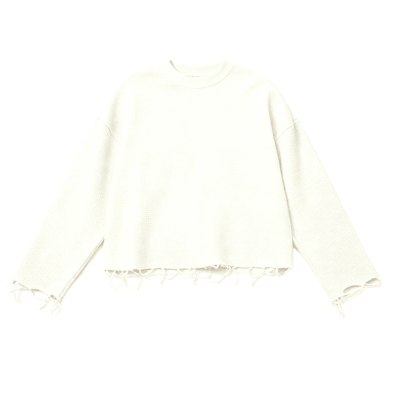 Unisex Waffle Cropped Long Sleeve Shirt(290G)