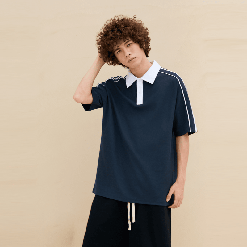 unisex polo shirt with contrast collar